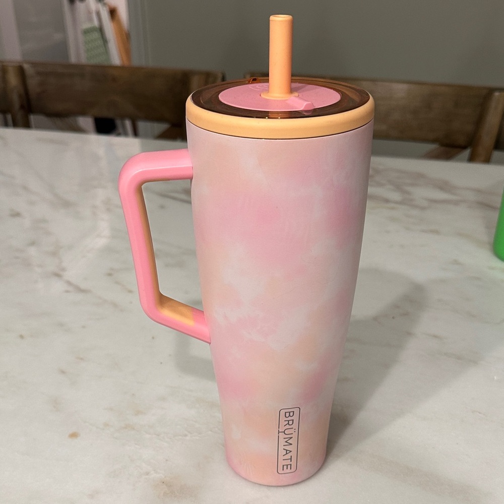 BrüMate Pink & Peach Insulated Travel Tumbler with Straw - 40oz